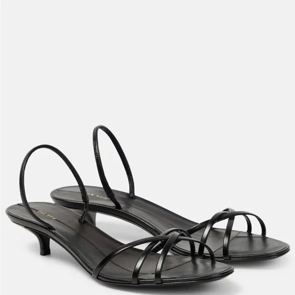 The Row Harlow Black Strappy Slingback Kitten Heel Sandals - Picture 1 of 6